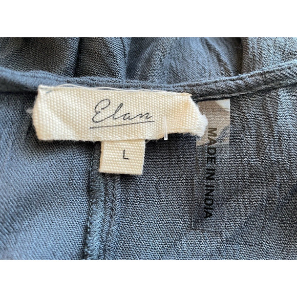 Elan Blue Tie Front Crochet Kimono Sleeve Beach Cover Up Sz L - Picture 6 of 7